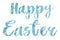 Happy Easter. Happy Easter floral text with white spring flowers on blue background, lettering isolated on white. Floral greeting