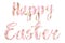 Happy Easter. Happy Easter floral text with white spring flowers on pink background, lettering isolated on white. Floral greeting