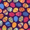 Happy Easter! Happy holiday eggs pattern, seamless background for your greeting card design. Cute decorated easter eggs