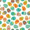 Happy Easter! Happy holiday eggs pattern, seamless background for your greeting card design. Cute decorated easter eggs