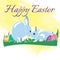 Happy Easter hares and Easter eggs