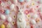 Happy easter heartwarming Eggs Table grape bloss Basket. White easter service Bunny buoyant. adorable background wallpaper