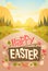 Happy Easter Holiday Mountain Nature Background Greeting Card