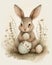 happy easter image cute rabbit with eggs