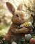 happy easter image cute rabbit with eggs