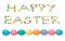 Happy easter image wiht eight eggs and candys