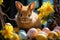 Happy Easter with Joyful Sweet Bunny. AI Generated