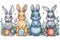Happy easter jubilant Eggs Doubting Basket. White 3D Art Bunny Colorful assortment. easter dinner background wallpaper