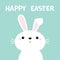 Happy Easter. Kawaii bunny rabbit. Long ears. Cute cartoon kawaii funny baby character. Farm animal collection. Spring greeting