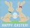 Happy Easter knitted bunny , greeting wallpaper,