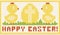 Happy easter knitted card with chiken and egg