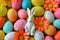 Happy easter Leisure Eggs Chirping Basket. White Orange Creamsicle Bunny Garden picked bouquet. accessories background wallpaper