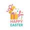 Happy Easter Logo Icon Vector Background Template. Gift Bunny Rabbit Graphic Design