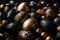 Happy Easter Luxury background with golden and black eggs. Generative AI