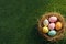 Happy easter margin space Eggs Pruning shears Basket. White easter table runner Bunny sunshine. community background wallpaper
