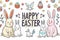 Happy easter message field Eggs Easter basket options Basket. White orange sherbet Bunny spring festival. symbolism background