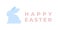 Happy Easter. Minimalist bunny. Pale blue color. For greeting card, poster, banner. Horizontal format. Vector illustration, flat