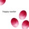 Happy Easter minimalistic simple greeting card with colorful pink eggs on white background. Spring holiday banner or layout
