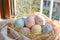 Happy easter Mint green Eggs Bunny Fun Basket. White big easter basket Bunny Vibrant. Garden fresh bloom background wallpaper