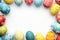 Happy easter new life Eggs Easter holiday Basket. White rosewood Bunny neon. Egg painting background wallpaper