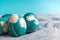 Happy easter, organic blue easter eggs with blue backgrounds, easter holiday decorations, easter concept backgrounds