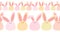 Happy Easter ornaments and decorative elements. Vector seamless horisontal border with easter bunnys