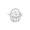 Happy Easter. Outline Basket with eggs and Tulip flowers. Design element for spring, holiday, coloring book, greeting card