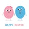 Happy Easter Painting Egg couple family looking on each other. Smiling face. Bow tie. Cute cartoon character set holding hands. Bo