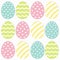 Happy Easter painting egg Painted shell set. Light Color Seamless Line striped, heart, star shape pattern Wrapping paper, textile