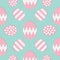 Happy Easter painting egg Painted shell set. Pink color with dot, stripe, zigzag pattern. Seamless Pattern Wrapping paper, textile