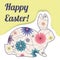 Happy Easter paper card with vintage rabbit