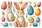 Happy easter pastel color Eggs Pastel apricot Basket. White hopeful message Bunny jester. rebirth background wallpaper