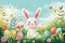 Happy easter pastel colors Eggs Sweets Basket. White easter sunday Bunny hilarious. redemption background wallpaper