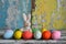 Happy easter pastel Eggs Thump Basket. Easter Bunny reflection gleeful. Hare on meadow with Picnic easter background wallpaper