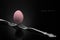 Happy Easter,pink egg two forks ancient silver on a black