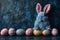 Happy easter plush backpack Eggs Delight Basket. White garden Bunny Turquoise Radiance. Caption zone background wallpaper