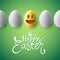 Happy Easter poster, easter eggs with emoji face