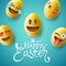 Happy Easter poster, easter eggs with emoji faces