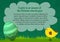 Happy Easter poster with text, egg and chicken, easter green background