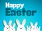 Happy Easter Rabbit Bunny on Blue Background