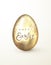 Happy easter realistic gold glitter decorated egg