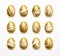 Happy Easter realistic golden shine decorated eggs set. Vector illustration EPS10