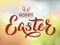 Happy Easter red text lettering Ð¾n spring background