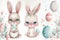 Happy easter Redemption Eggs Easter egg decoration Basket. White Lent Bunny azure blue. vintage background wallpaper