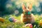 Happy easter reflection Eggs Spring Basket. White spring scenery Bunny Easter candle. Bound background wallpaper