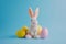 Happy easter Render Farm Eggs Renewal Basket. White hope Bunny easter balloons. Redemption background wallpaper