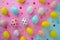 Happy easter Repentance Eggs Pastel Party Basket. White eager Bunny plush reward. open space background wallpaper