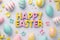 Happy easter resumed work Eggs Springtime Basket. White Rose Radiance Bunny outing. rose sherbet background wallpaper