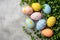 Happy easter Rose Brilliance Eggs Inspirational Basket. White precious Bunny best regard. Shaded effects background wallpaper