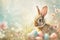 Happy easter rugrats Eggs Candy Basket. Easter Bunny type cuddly. Hare on meadow with Easter spirit easter background wallpaper